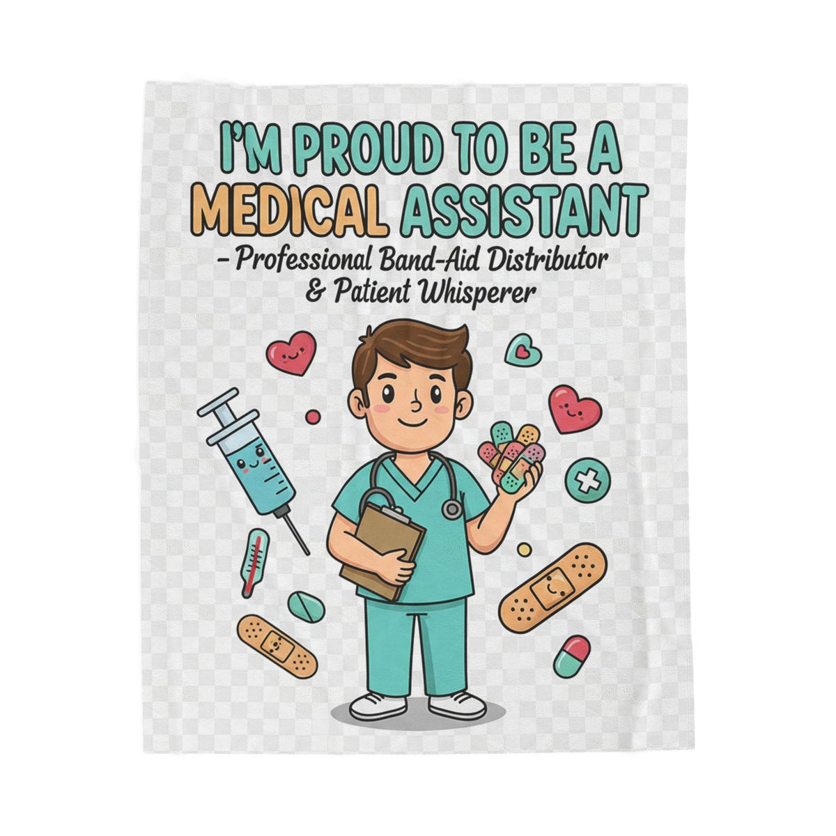 Medical Assistant Velveteen Blanket – Funny Patient Whisperer Cozy Gift Throw