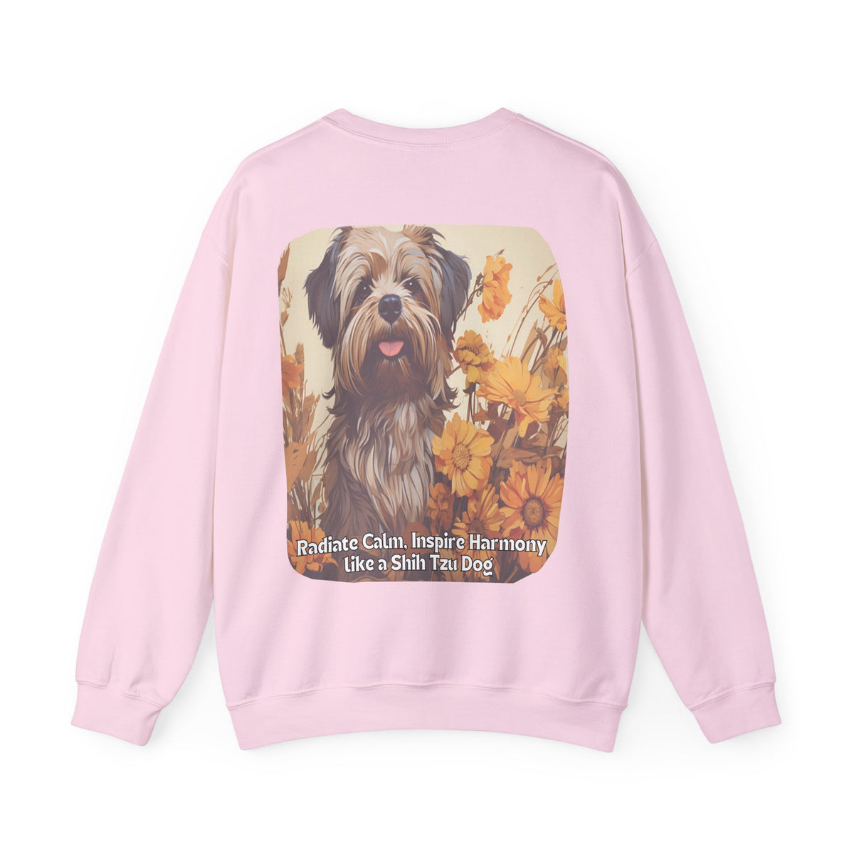 Copy of Shih Tzu Serenity Sweatshirt - 'Radiate Calm, Inspire Harmony' - Sunflower Dog Lover Hoodie (Front & Back Print)"