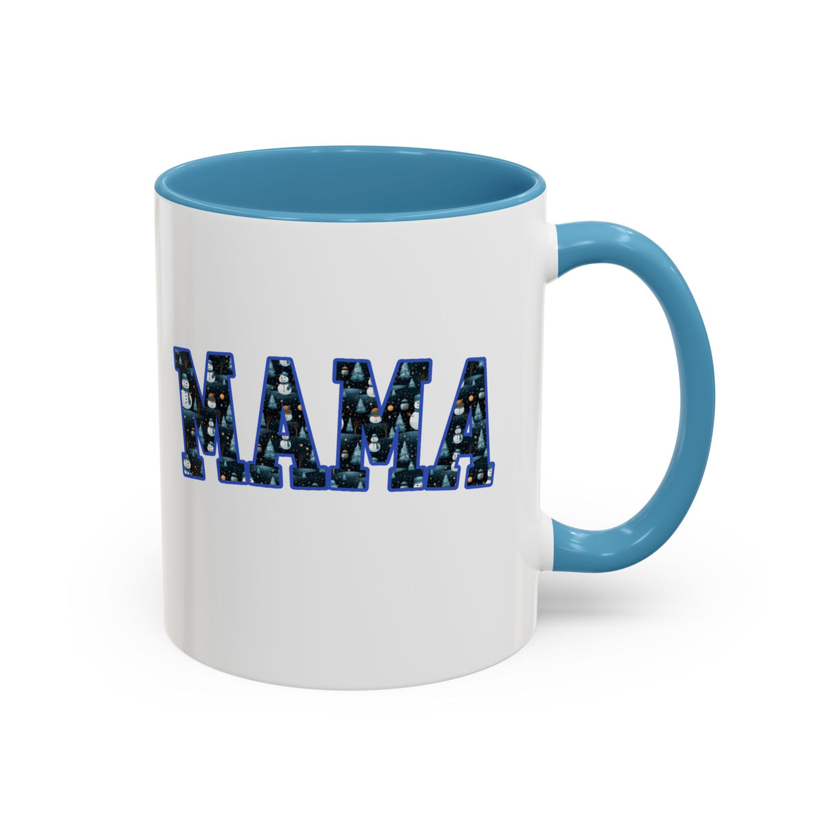 Christmas Snowman MAMA Letters Coffee Mug – 11oz & 15oz Accent Mug – Cute Holiday Gift for Moms