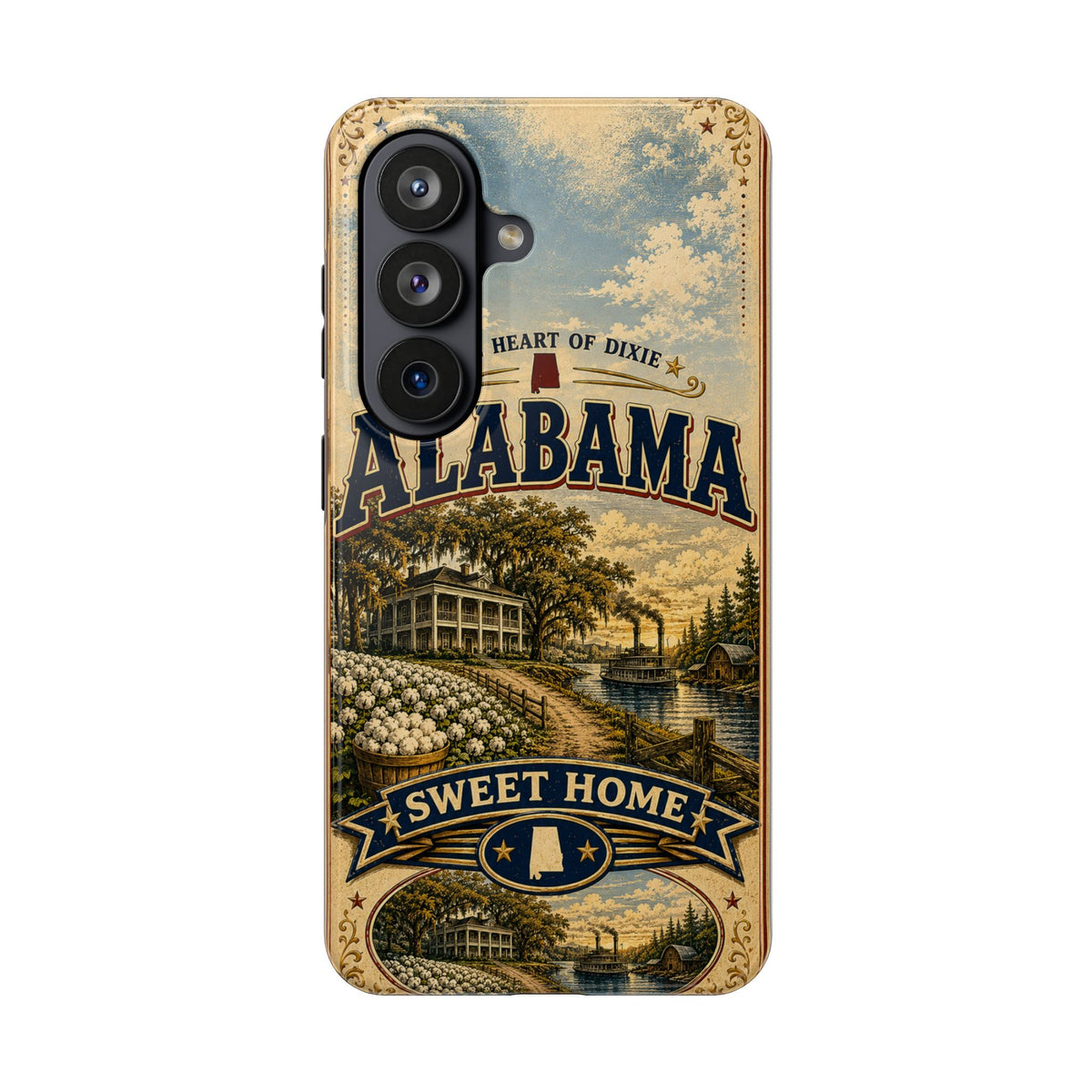 Alabama Faux Patchwork Phone Case Sweet Home Alabama Retro Travel Poster Southern State Pride Cover
