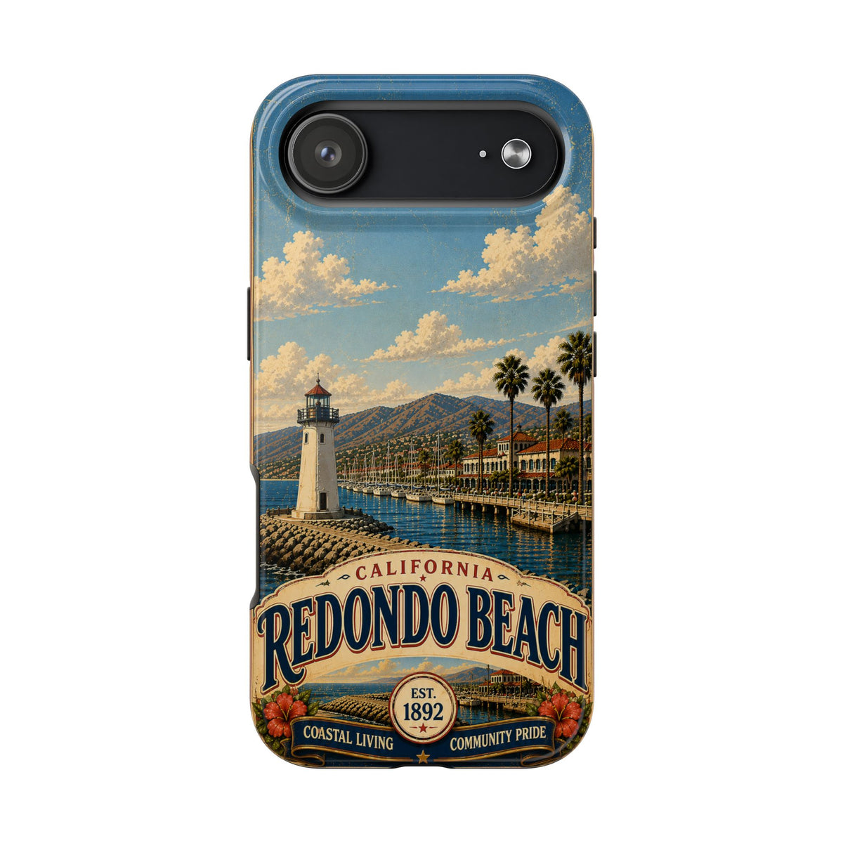 Redondo Beach Vintage Lighthouse Tough Phone Case — California Coastal iPhone Cover