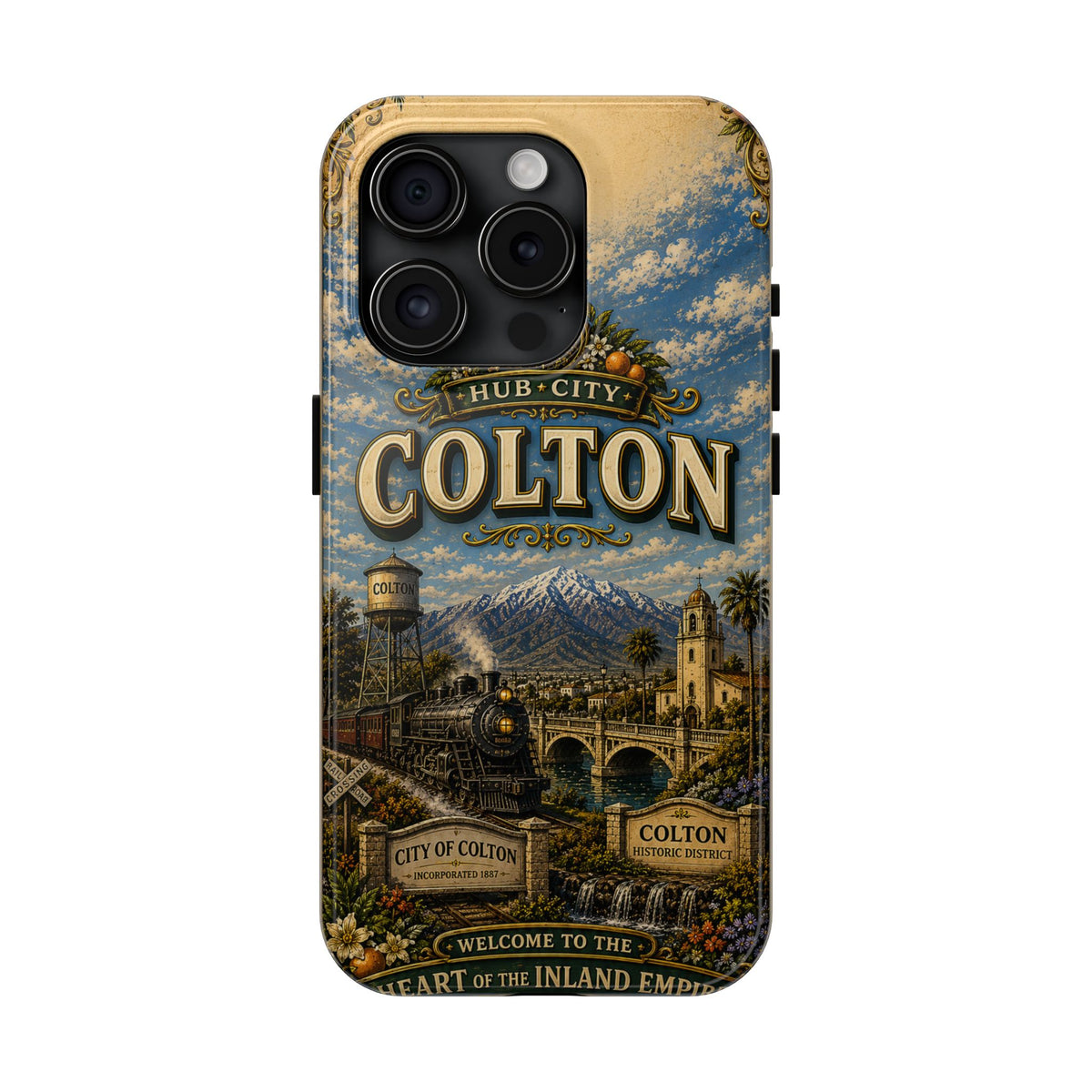 Colton California Vintage Travel Phone Case Hub City Railroad Retro Train Landmark Cover