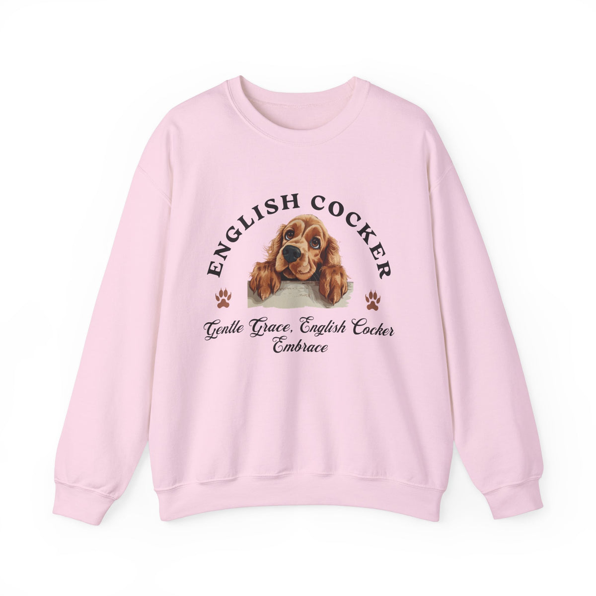 English Cocker Spaniel Sweatshirt – Gentle Grace & Cocker Embrace – Unisex Dog Lover Pullover