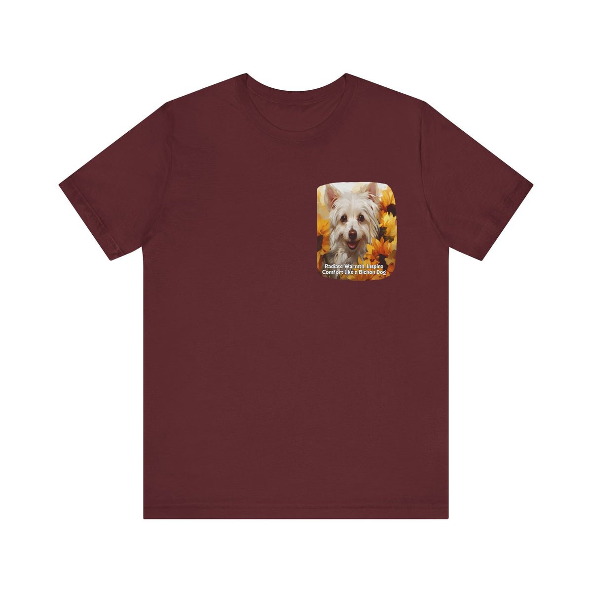 Copy of White Dog Sunflower Tee – 'Pure Beauty, Bright Spirit' Front & Back Design
