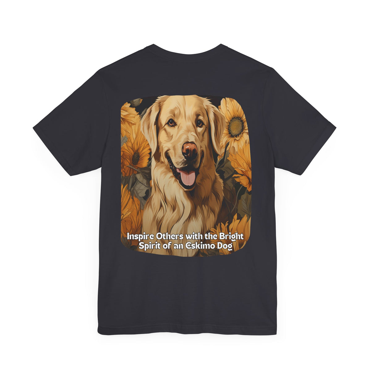 American Eskimo Sunflower Tee – 'Inspire with Bright Spirit' Front & Back Design