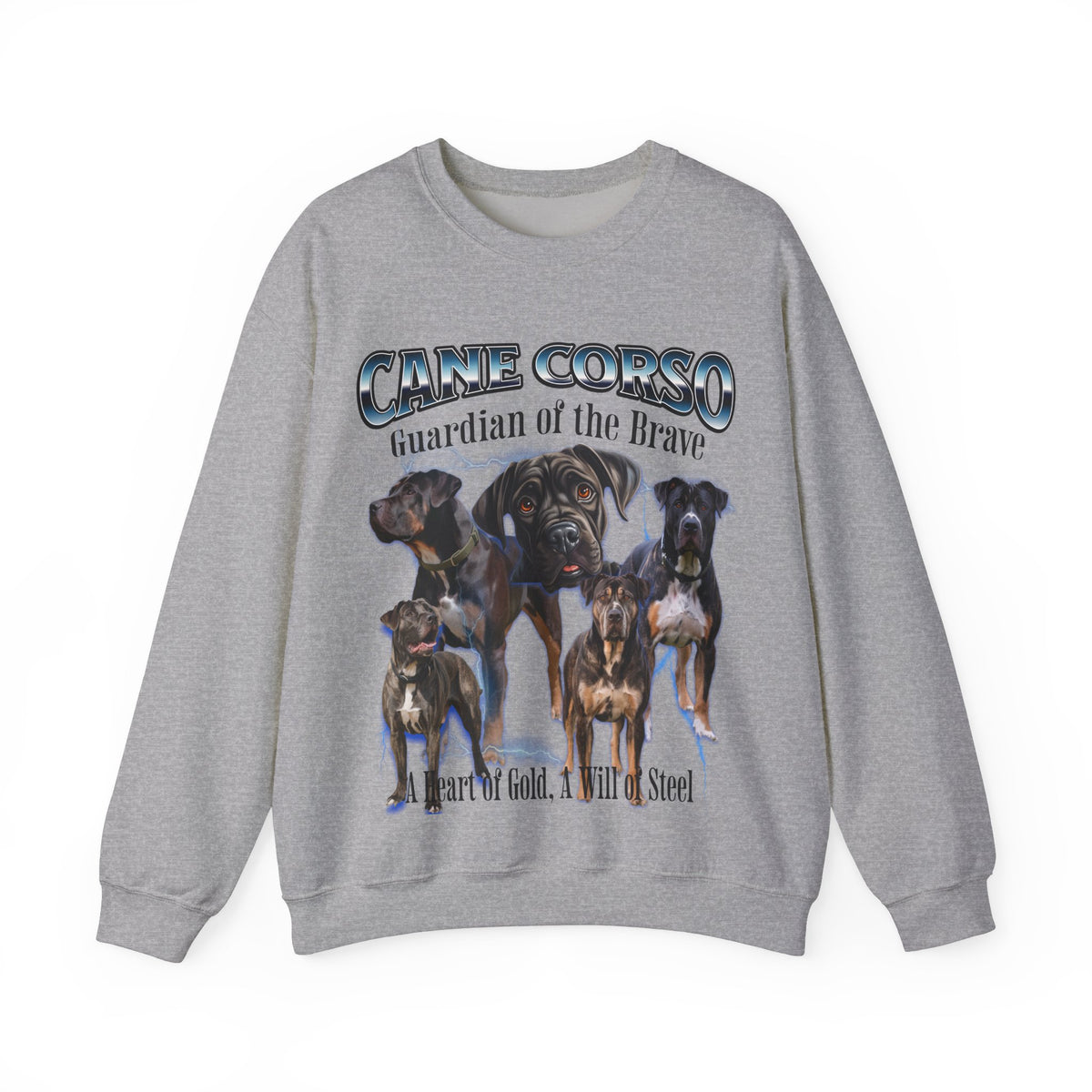 Cane Corso Bootleg Collage Sweatshirt – Guardian of the Brave | Unisex Dog Lover Pullover
