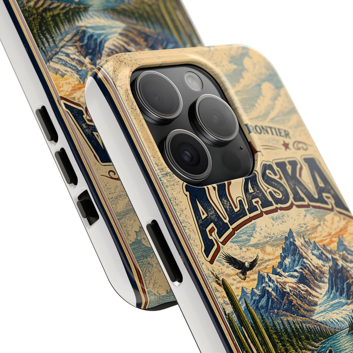 Alaska Faux Vintage Phone Case The Last Frontier Retro Travel Poster Style Adventure Awaits Wildlife iPhone Samsung Case