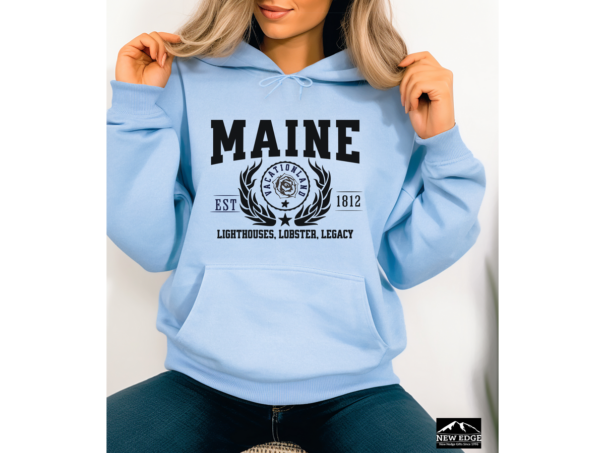 Maine State Legacy Hoodie – "Lighthouses, Lobster, Legacy" | Unisex Pullover | Coastal New England Sweatshirt