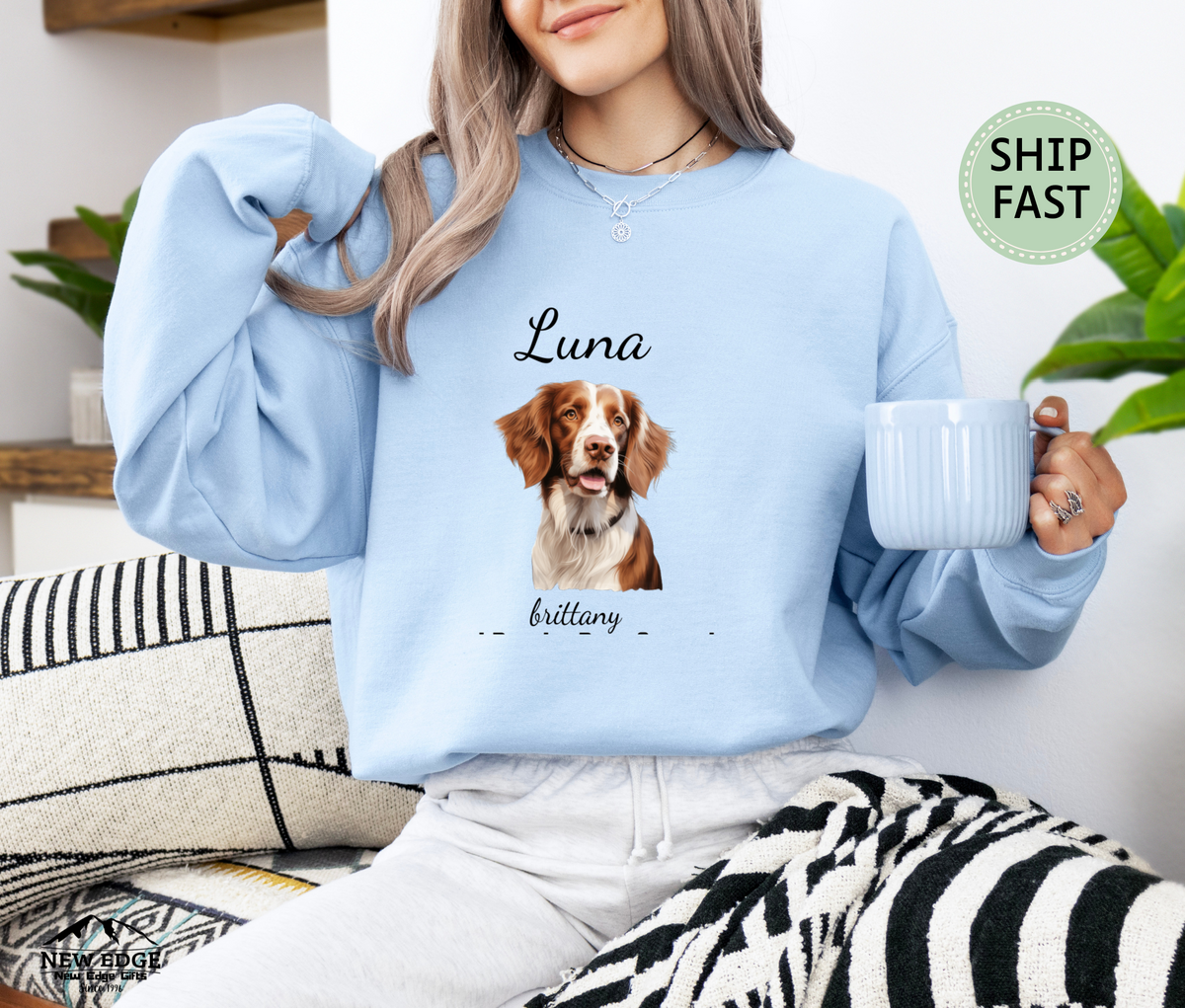 Personalized Brittany Dog Sweatshirt – “Bird Dog by Day, Snuggle Bug by Night” | Custom Unisex Christmas Gift, Funny Dog Lover Sweatshirt, Pet Gift for Him or Her