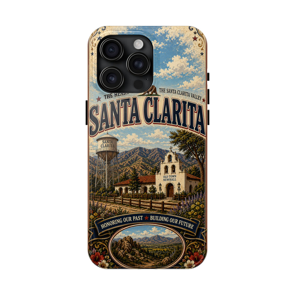 Santa Clarita Faux Patchwork Phone Case Vintage California Valley Travel Landmark Cover