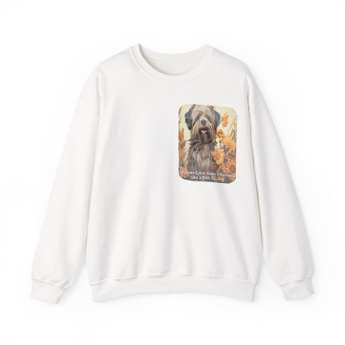 Copy of Shih Tzu Serenity Sweatshirt - 'Radiate Calm, Inspire Harmony' - Sunflower Dog Lover Hoodie (Front & Back Print)"