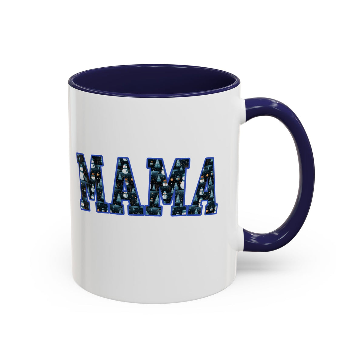 Christmas Snowman MAMA Letters Coffee Mug – 11oz & 15oz Accent Mug – Cute Holiday Gift for Moms