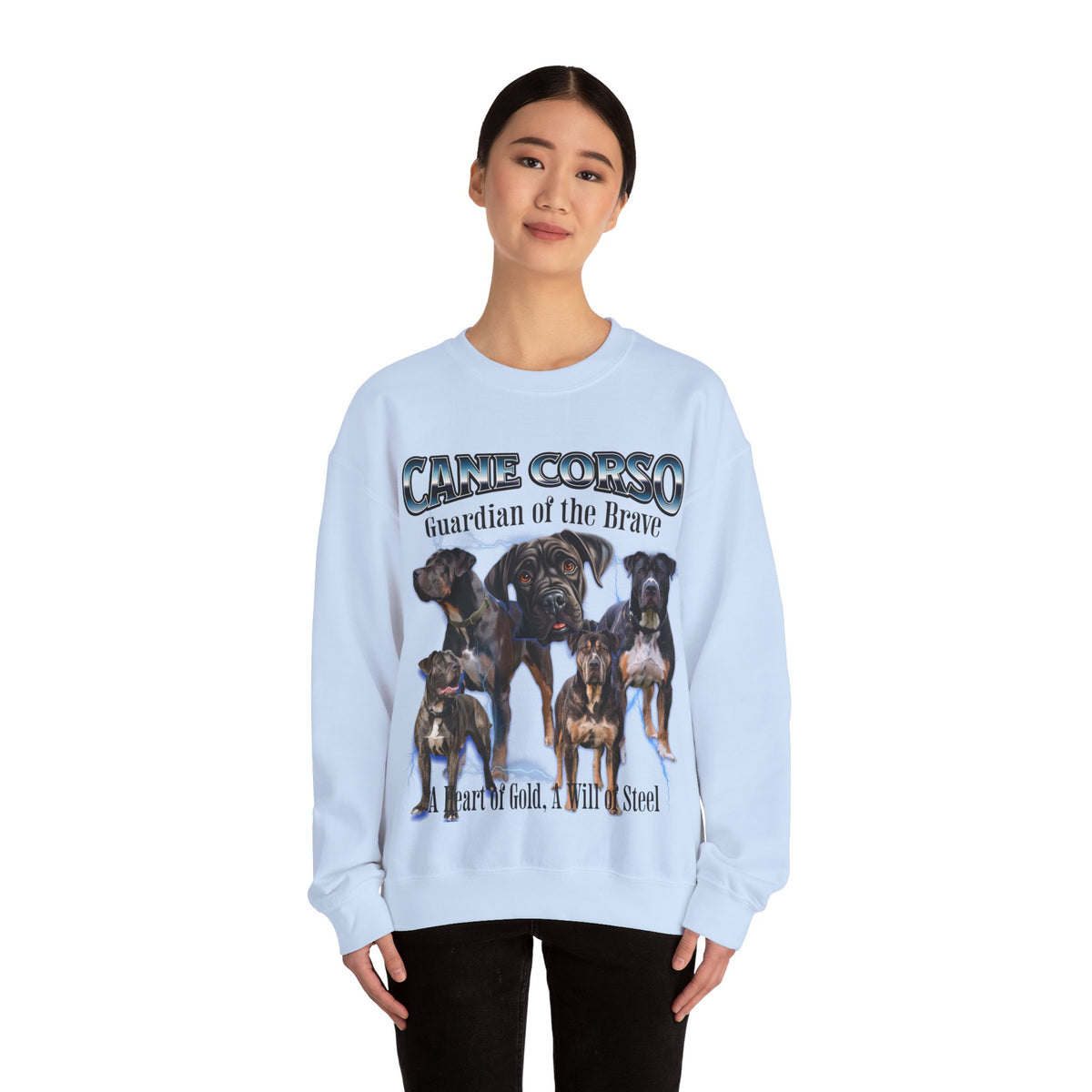 Cane Corso Bootleg Collage Sweatshirt – Guardian of the Brave | Unisex Dog Lover Pullover