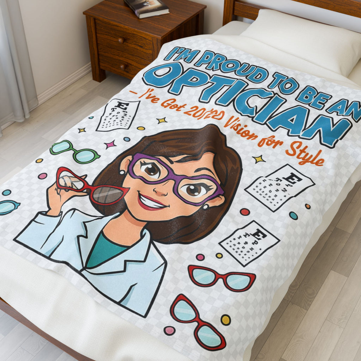 Optician Velveteen Blanket – Funny I’ve Got 20/20 Vision Gift Throw