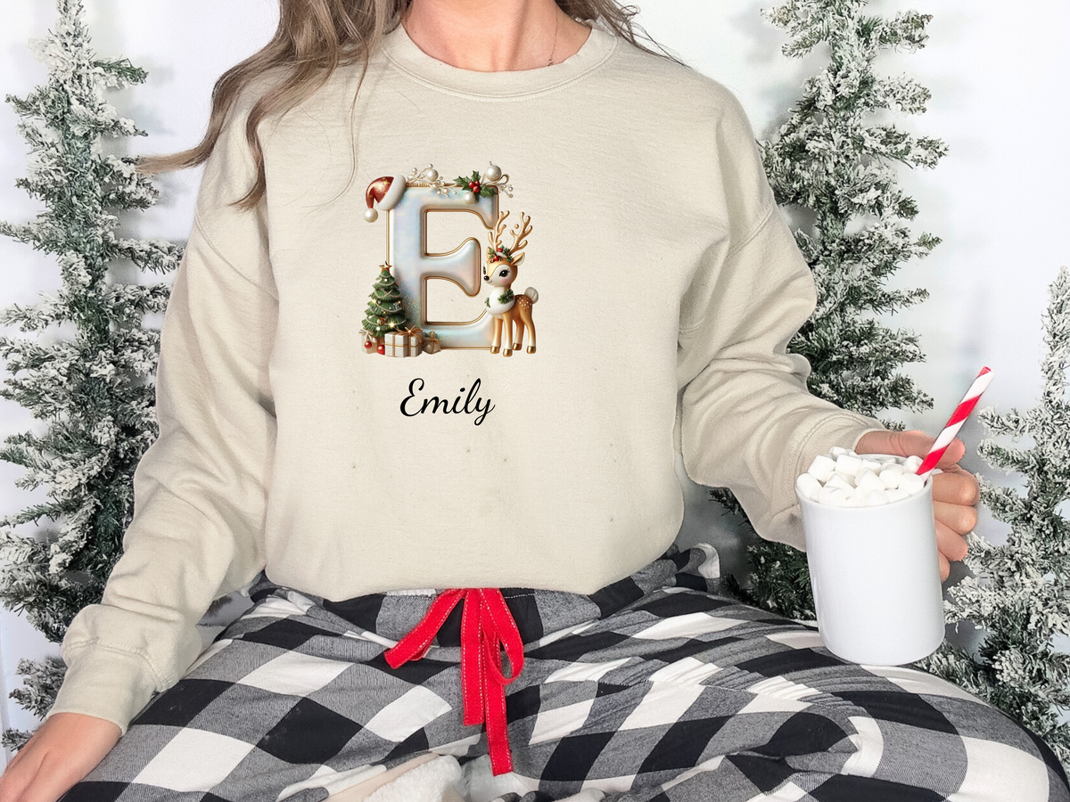 Personalized Family Christmas Alphabet Name Sweatshirt or Hoodie – Custom Holiday Apparel Gift for Adults & Kids