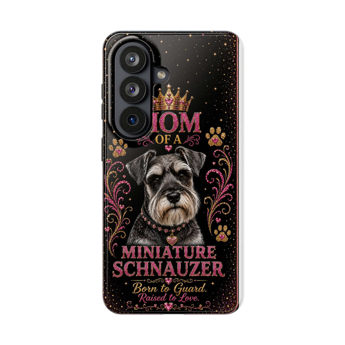Royal Glitter Miniature Schnauzer Phone Case Mom of a Miniature Schnauzer Born to Guard Raised to Love Dog Mom Gift