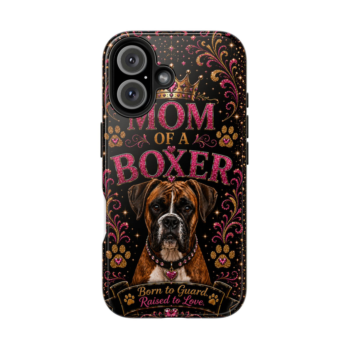 Mom of a Boxer Glitter Phone Case Born to Guard Raised to Love Vintage Dog Lover Gift Cover