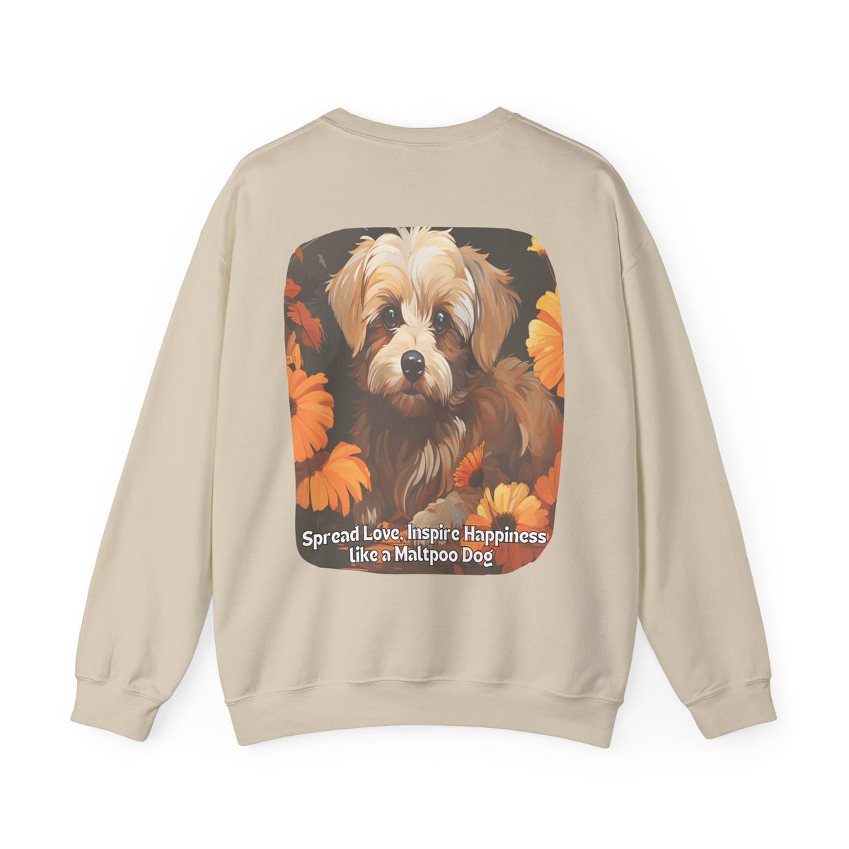 Maltipoo Dog Love Sunflower Sweatshirt – 'Spread Love, Inspire Happiness' – Unisex Designer Dog Pullover