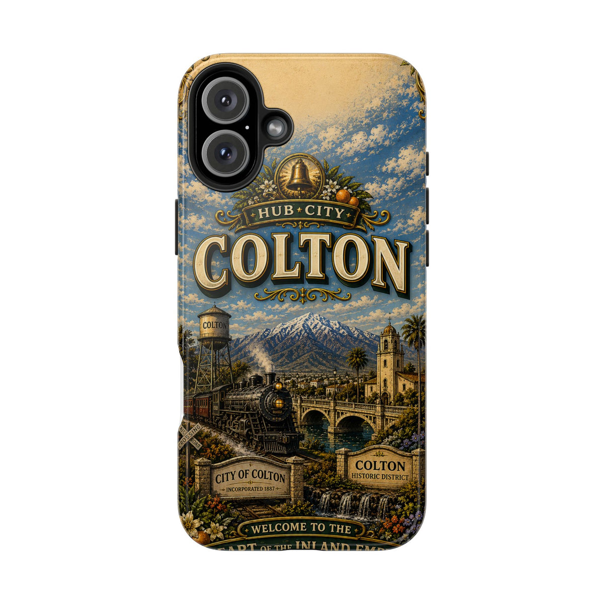 Colton California Vintage Travel Phone Case Hub City Railroad Retro Train Landmark Cover