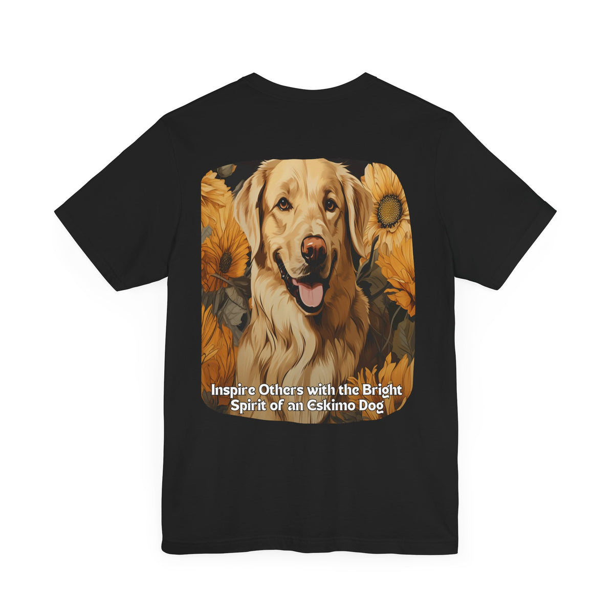 American Eskimo Sunflower Tee – 'Inspire with Bright Spirit' Front & Back Design