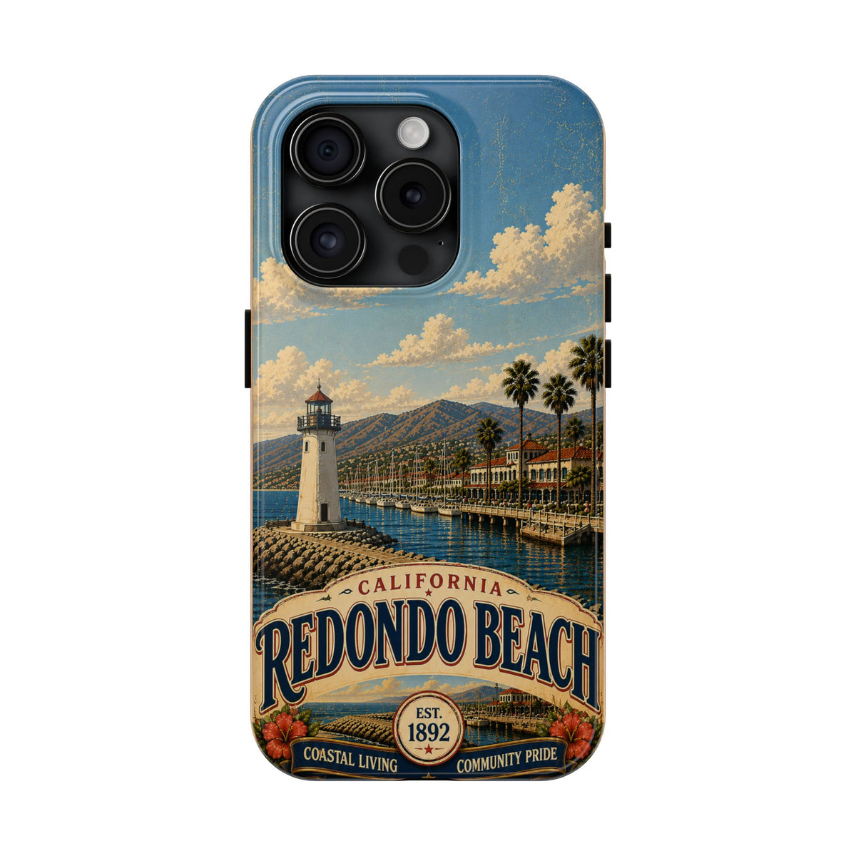 Redondo Beach Vintage Lighthouse Tough Phone Case — California Coastal iPhone Cover