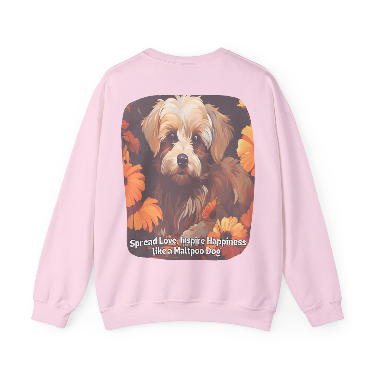 Maltipoo Dog Love Sunflower Sweatshirt – 'Spread Love, Inspire Happiness' – Unisex Designer Dog Pullover