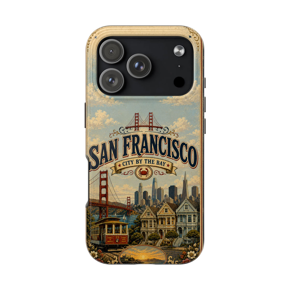 San Francisco Faux Patchwork Phone Case Vintage California Travel Landmark Skyline Cover