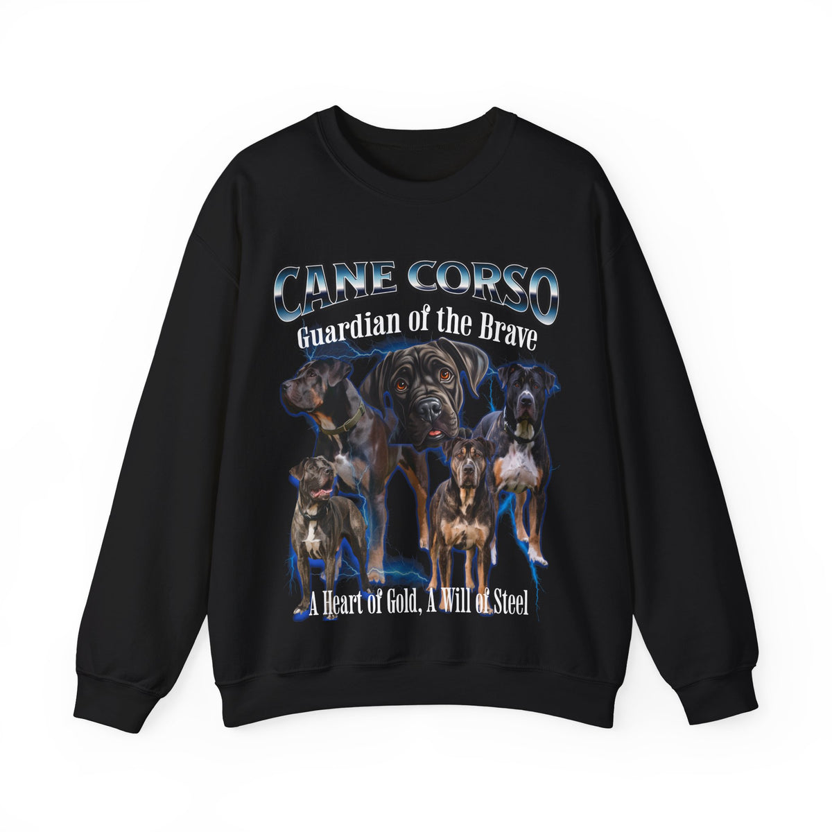 Cane Corso Bootleg Collage Sweatshirt – Guardian of the Brave | Unisex Dog Lover Pullover