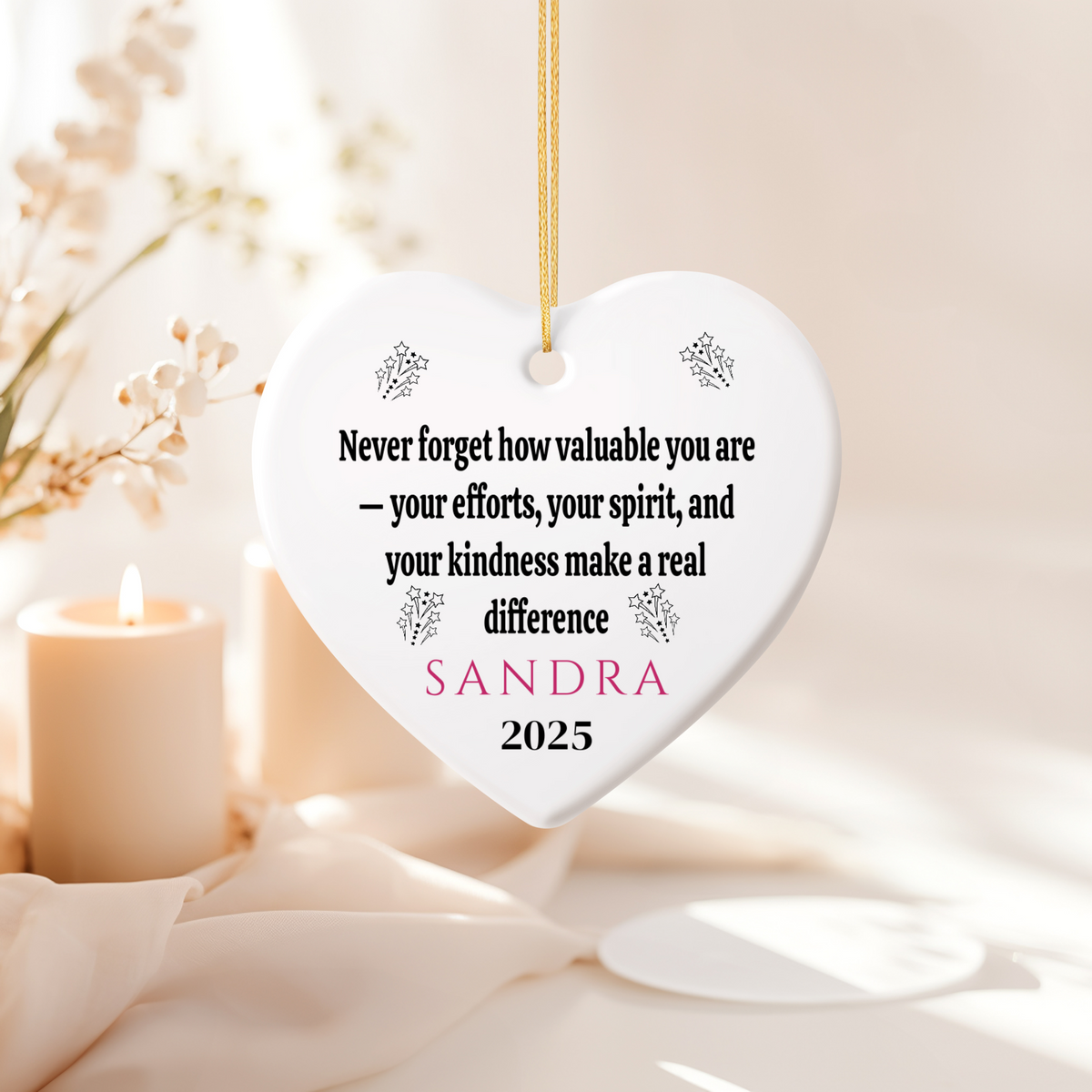Personalized Coworker Gift Heart Ornament | “Best Team Ever” Appreciation Keepsake | Work Bestie & Friend Gift