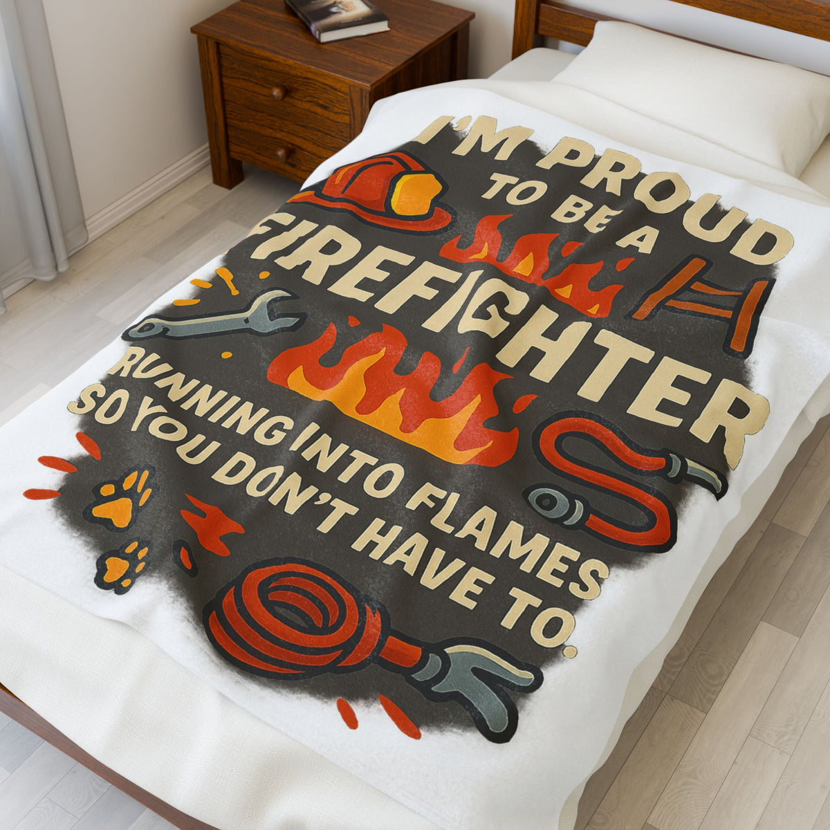 Firefighter Velveteen Blanket – Funny Running Into Flames Gift Throw