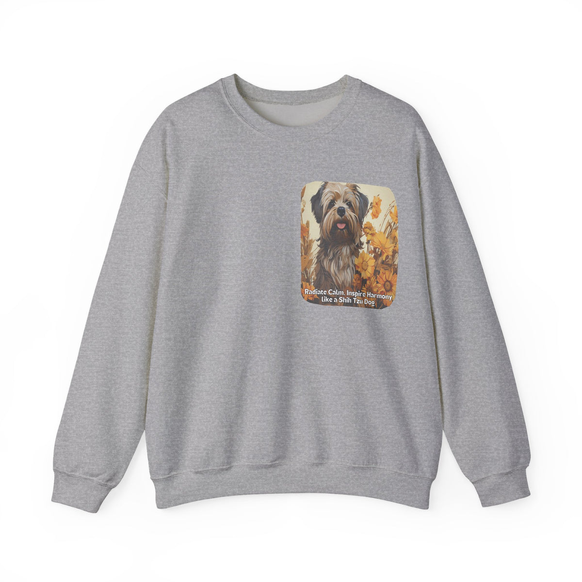 Copy of Shih Tzu Serenity Sweatshirt - 'Radiate Calm, Inspire Harmony' - Sunflower Dog Lover Hoodie (Front & Back Print)"