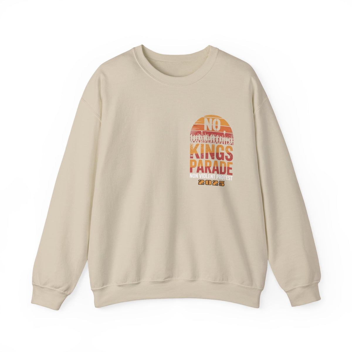 No Kings Parade” Unisex Sweatshirt – Bold Front & Back Print for Peaceful Protest, Civil Rights, and Nonviolent Resistance