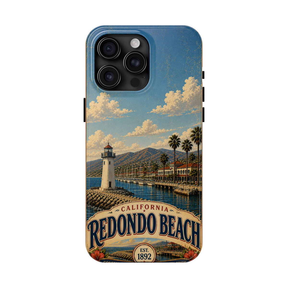 Redondo Beach Vintage Lighthouse Tough Phone Case — California Coastal iPhone Cover