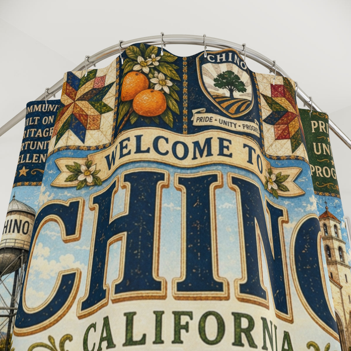 Chino California Vintage Welcome Shower Curtain