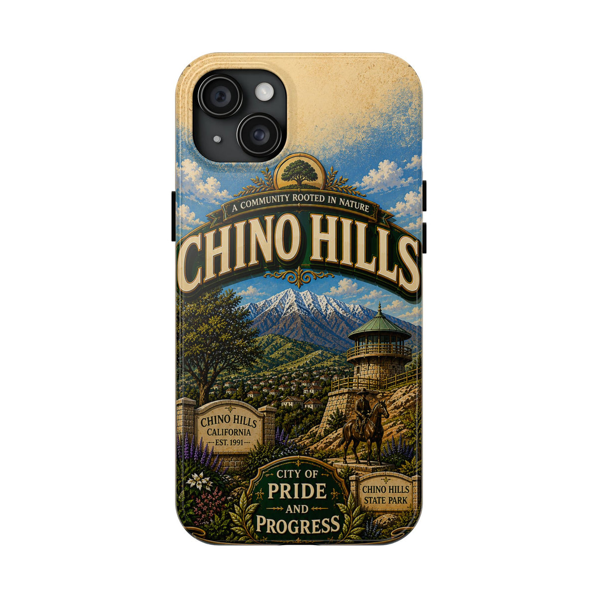 Chino Hills Vintage Travel Phone Case Mountain Vista Historic Landmark California City Pride Cover