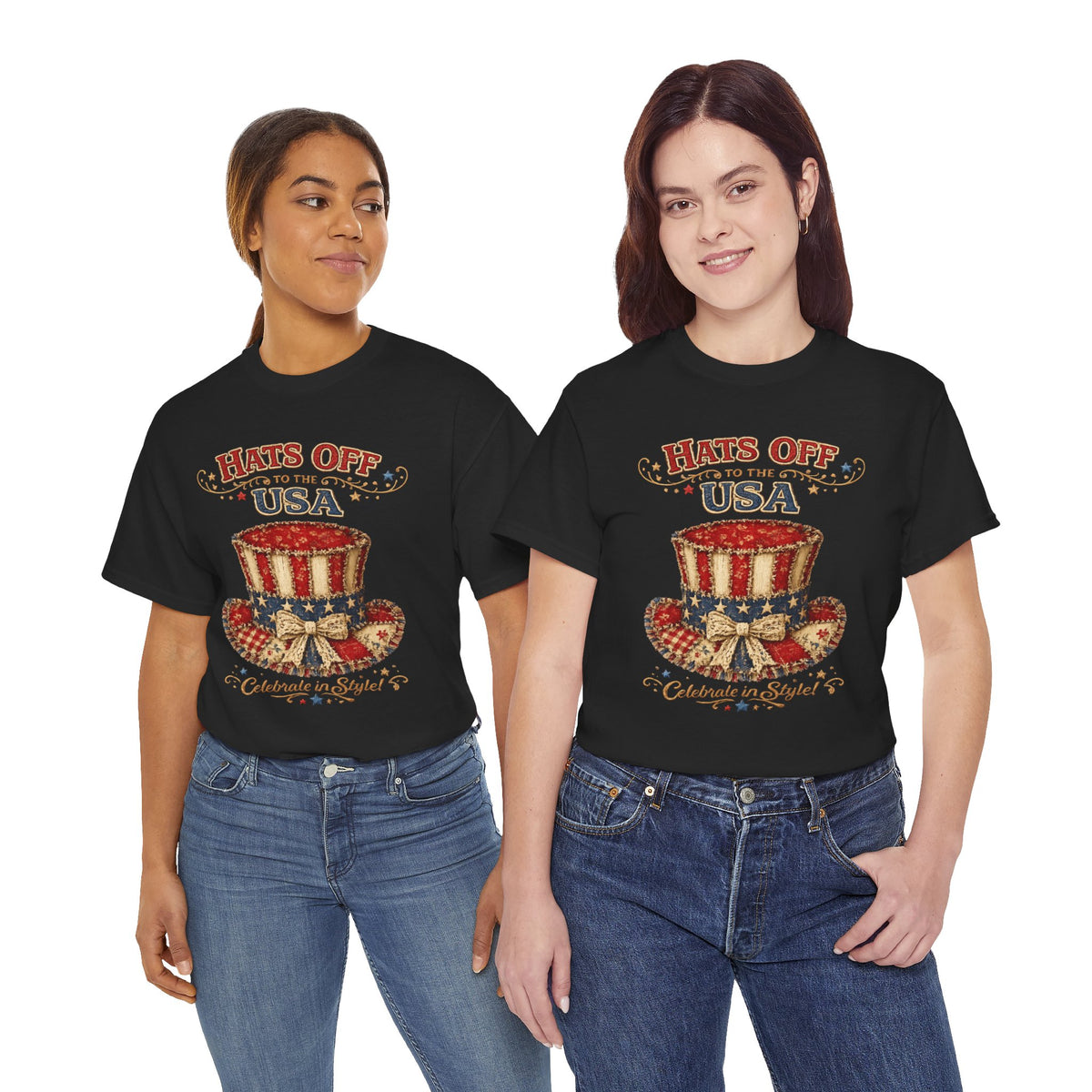 Patriotic T-Shirt — “Hats Off to the USA” 4th of July Celebration Tee