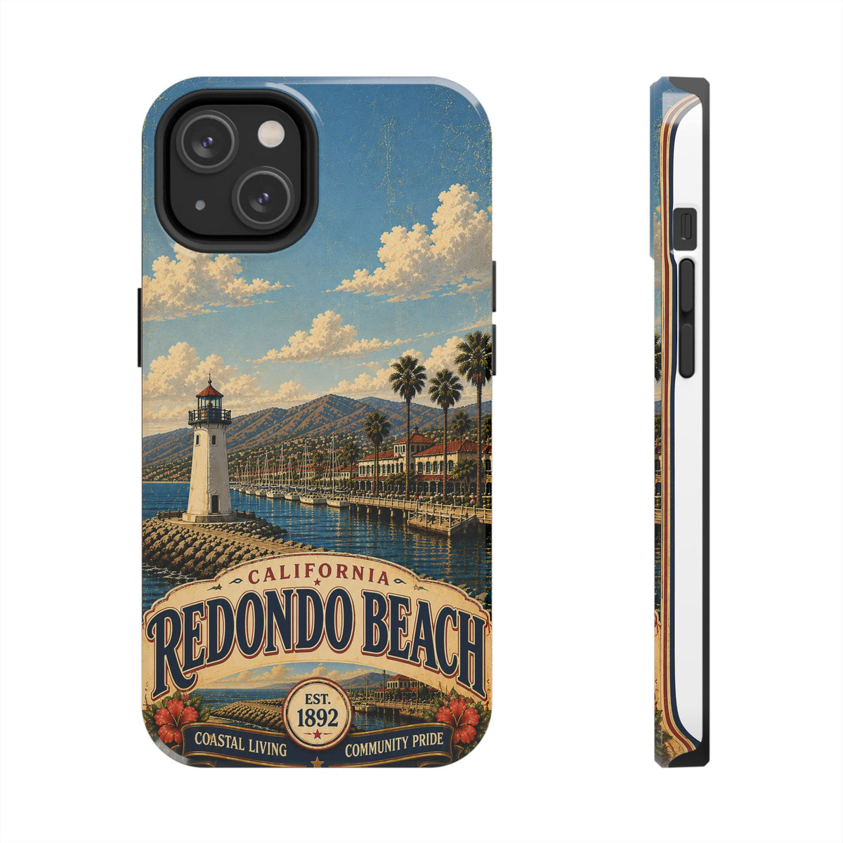 Redondo Beach Vintage Lighthouse Tough Phone Case — California Coastal iPhone Cover