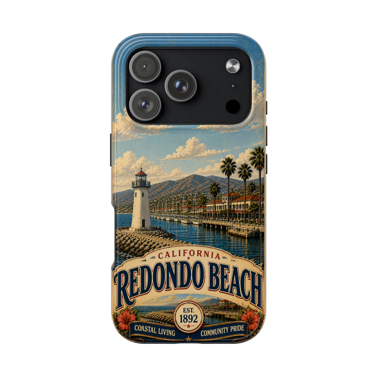 Redondo Beach Vintage Lighthouse Tough Phone Case — California Coastal iPhone Cover