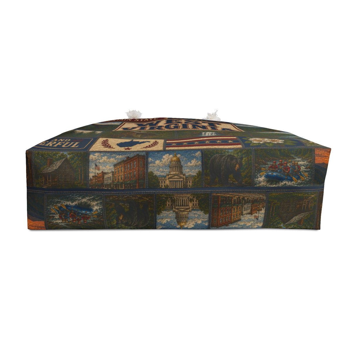 West Virginia Weekender Bag Wild and Wonderful Faux Patchwork Travel Tote Mountain State Adventure Overnight Gift