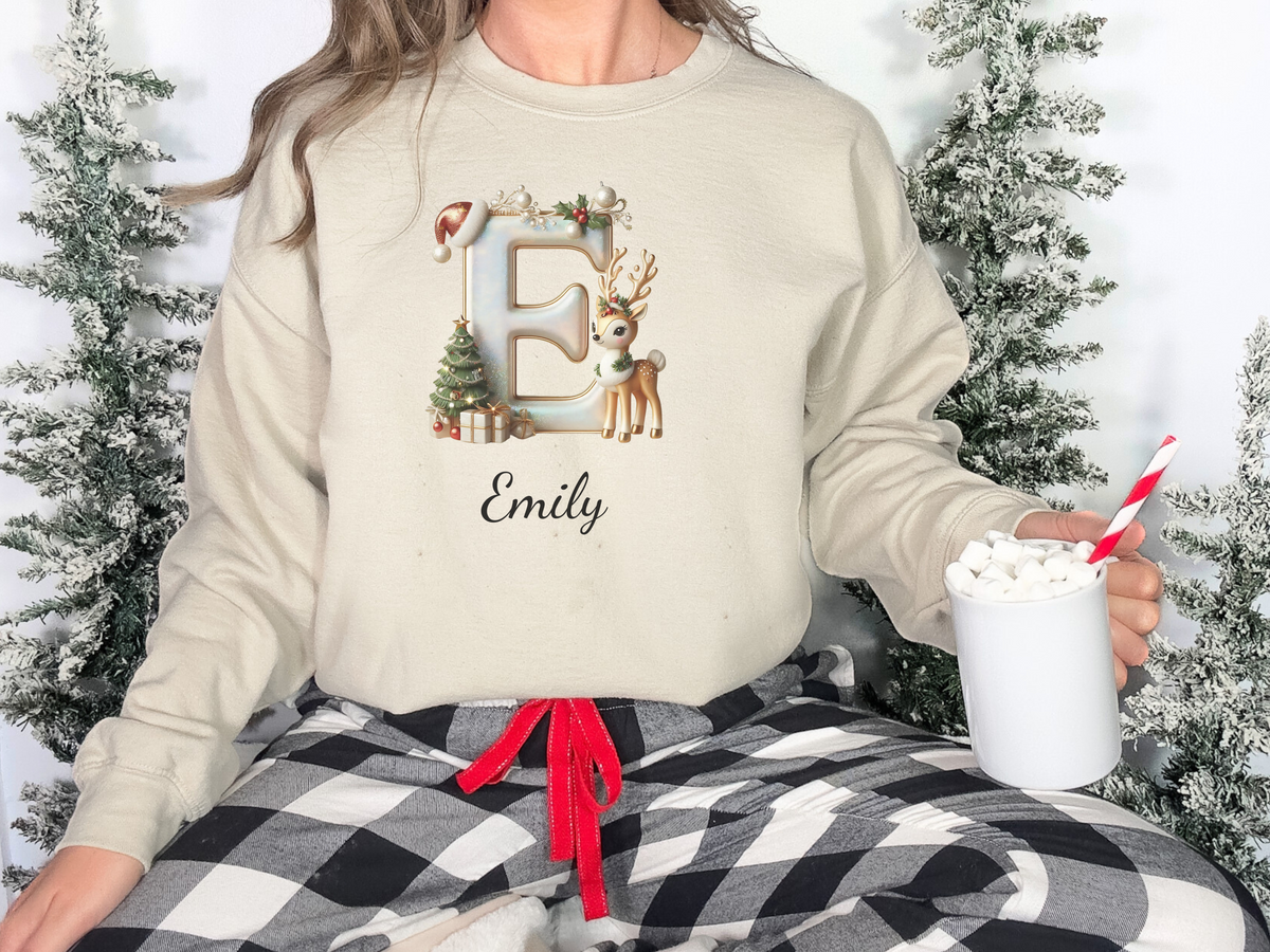 Personalized Family Christmas Alphabet Name Sweatshirt or Hoodie – Custom Holiday Apparel Gift for Adults & Kids