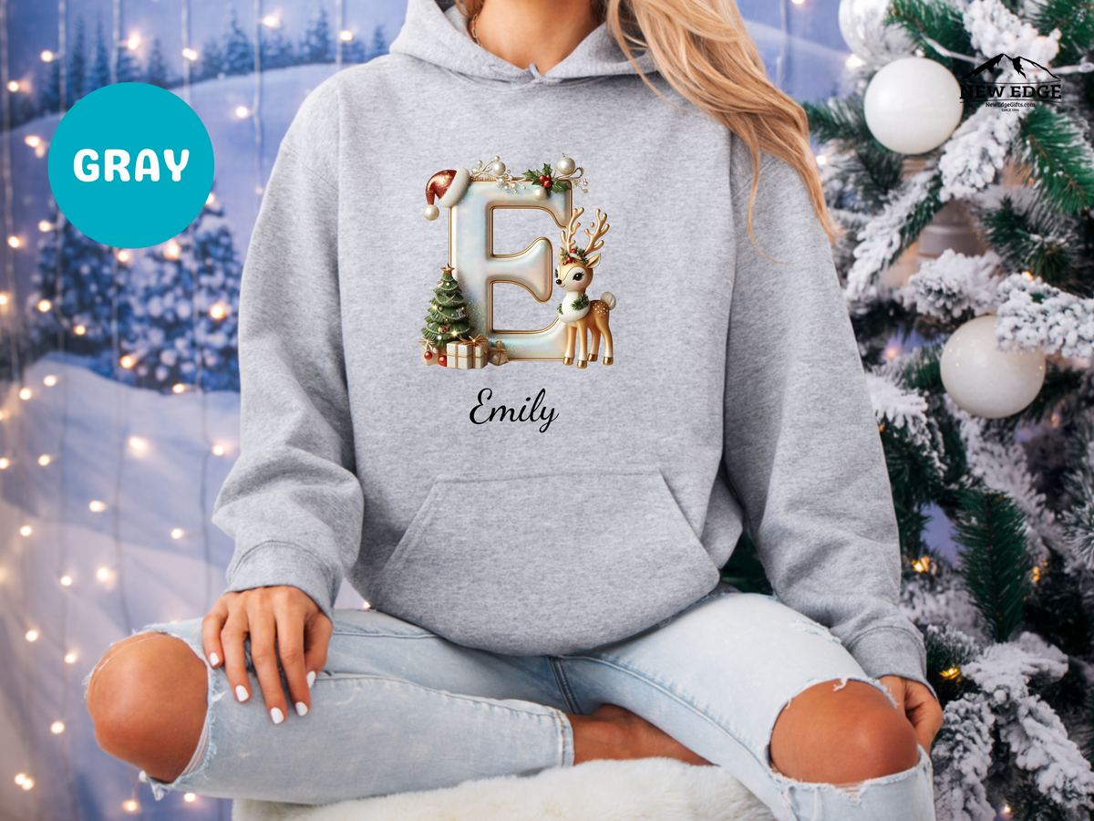 Personalized Family Christmas Alphabet Name Sweatshirt or Hoodie – Custom Holiday Apparel Gift for Adults & Kids