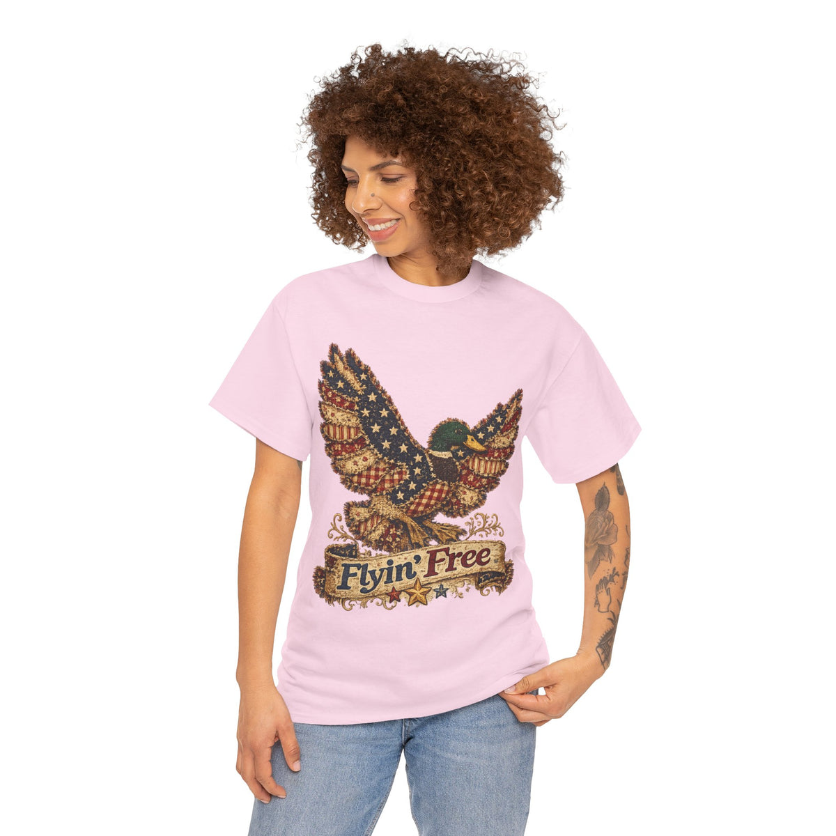 Flyin' Free Eagle T-Shirt — Patriotic Vintage Flag Graphic Tee