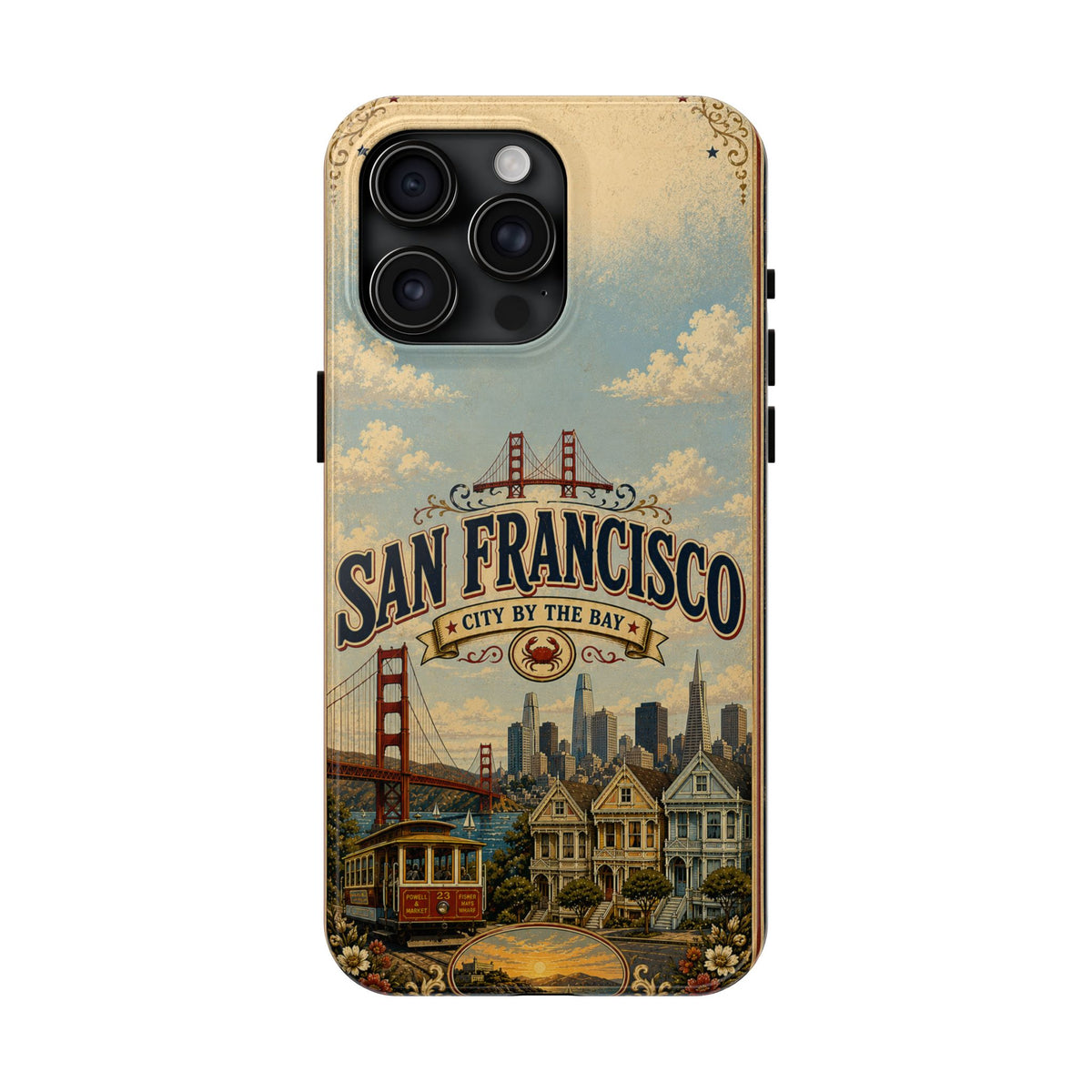 San Francisco Faux Patchwork Phone Case Vintage California Travel Landmark Skyline Cover