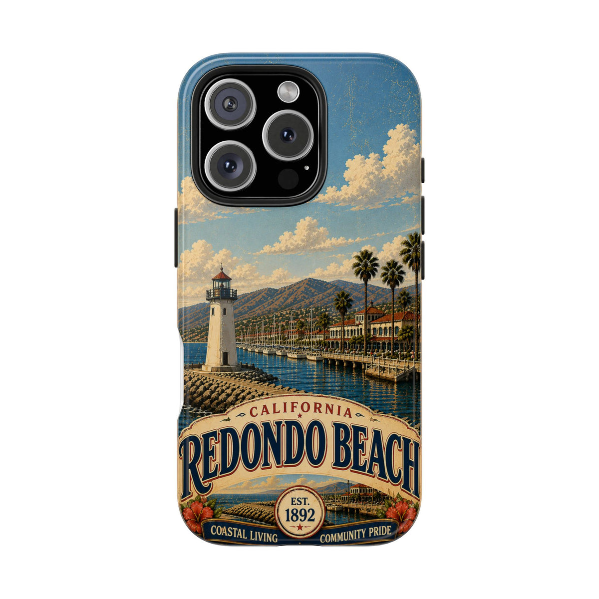 Redondo Beach Vintage Lighthouse Tough Phone Case — California Coastal iPhone Cover