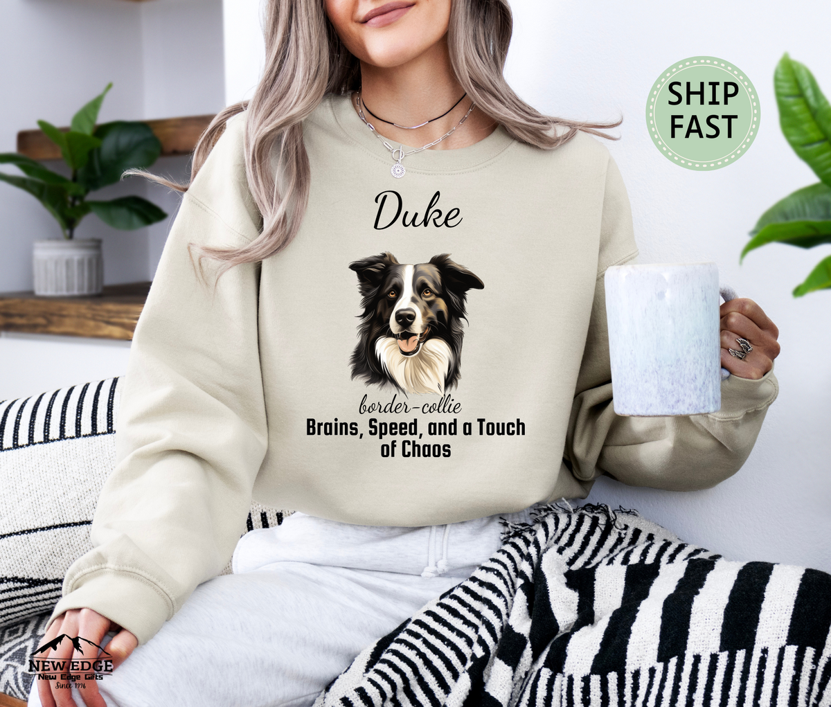 Personalized Border Collie Sweatshirt – “Brains, Speed, and a Touch of Chaos” | Custom Unisex Christmas Gift, Funny Dog Lover Sweatshirt, Pet Gift for Him or Her