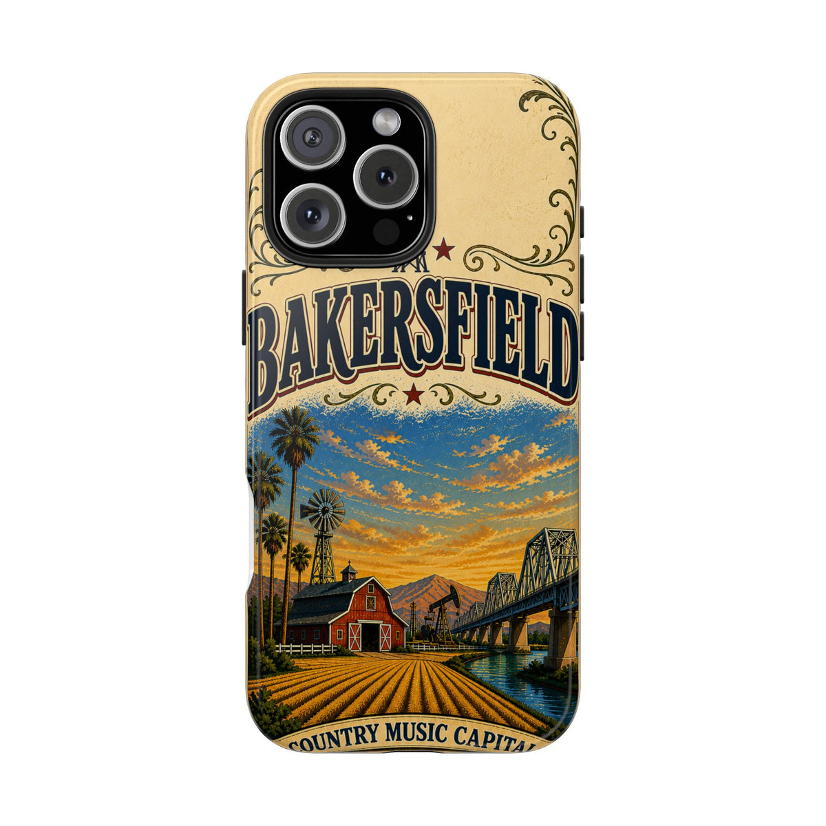Bakersfield California Vintage Travel Phone Case Country Music Capital Retro Oil Fields Farmland Cover