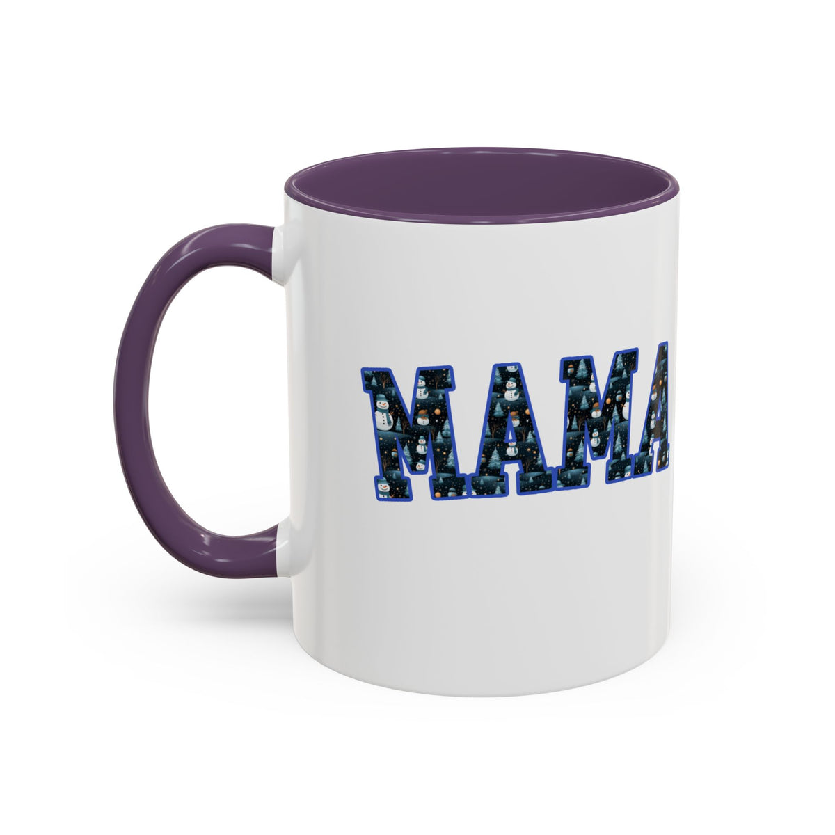 Christmas Snowman MAMA Letters Coffee Mug – 11oz & 15oz Accent Mug – Cute Holiday Gift for Moms