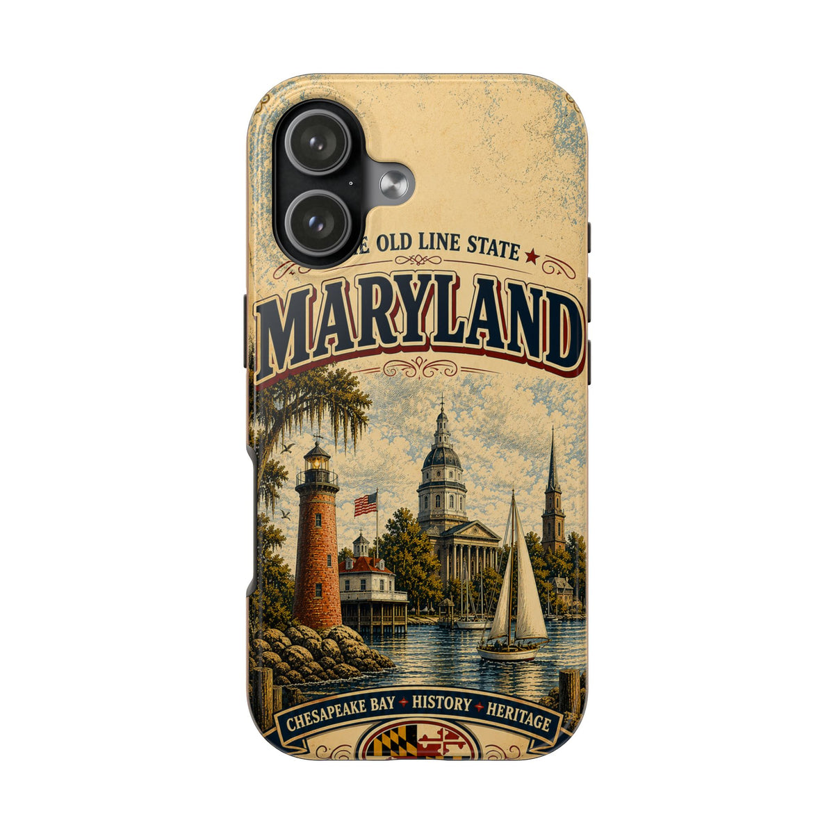 Maryland Vintage Lighthouse Tough Phone Case — Chesapeake Bay State Protective Cover