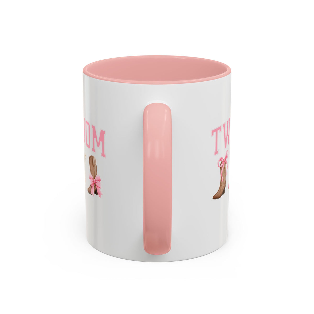 Twin Mom Letters Coffee Mug with Cowboy Boots and Bow – 11oz & 15oz Accent Mug – Cute Western Gift for Twin Moms