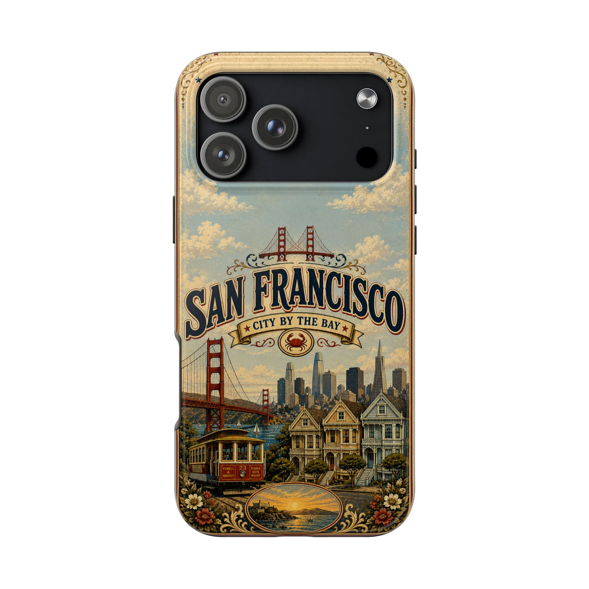 San Francisco Faux Patchwork Phone Case Vintage California Travel Landmark Skyline Cover